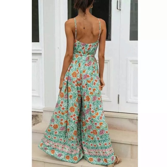 SOLD OUT Floral Bohemian Wide Leg Jumpsuit - Picture 2 of 6